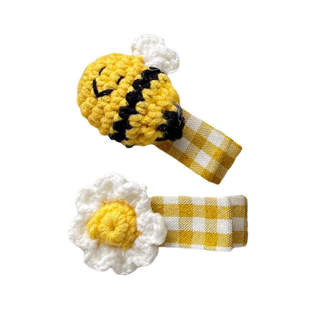 2PCS Honeybee Theme Hair Clip Set Korean Styles Hairpin Fashionable Hair Ornament Festival Decorative Hair Clip Hair Tie