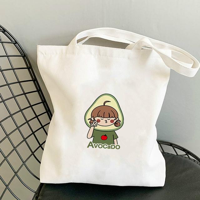 Avocado Bags 2021 Tote for Women Canvas Summer Shopper Bag Women's Handbag Designer Handbags Fabric Printed Shoping Anime Woman