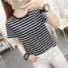 Women Plus Size Striped Cotton Short Sleeve T-Shirt Summer Loose O-Neck Casual Basic Tee Tops