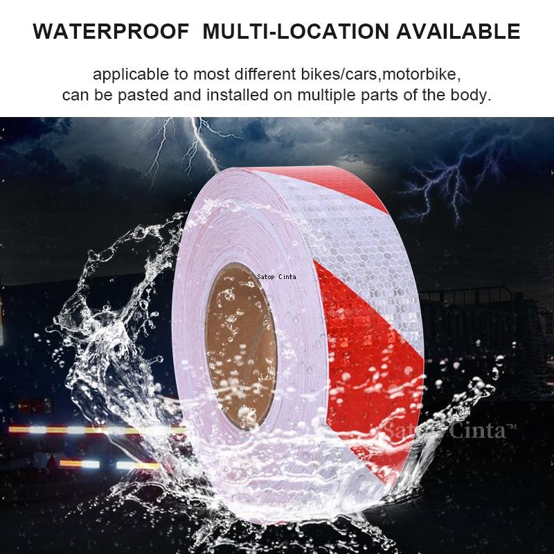 5CMx25M Shining Reflective Warning Tape Twill Left Or Right White-Red Waterproof Reflectors Truck Sticker High Vis Strip For Car