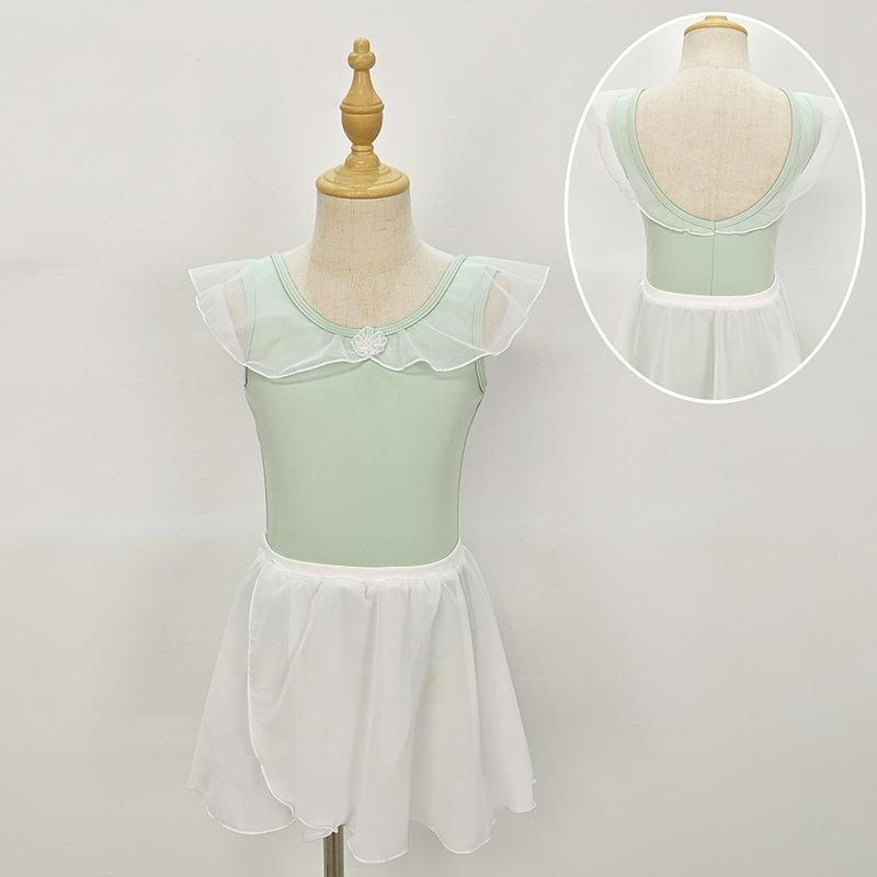 Kinder Tanzkleidung Sommer Kurzarm Übungstest Aufführung Tutu Rock Ärmellos Prinzessin Mädchen Ballett Kostüm