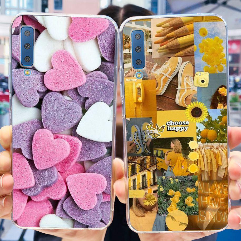 For Cover Samsung Galaxy A7 2018 Case New Fashion Flower Bumper Soft Silicone Phone Case For Samsung A7 2018 A750 SM-A750F Coque