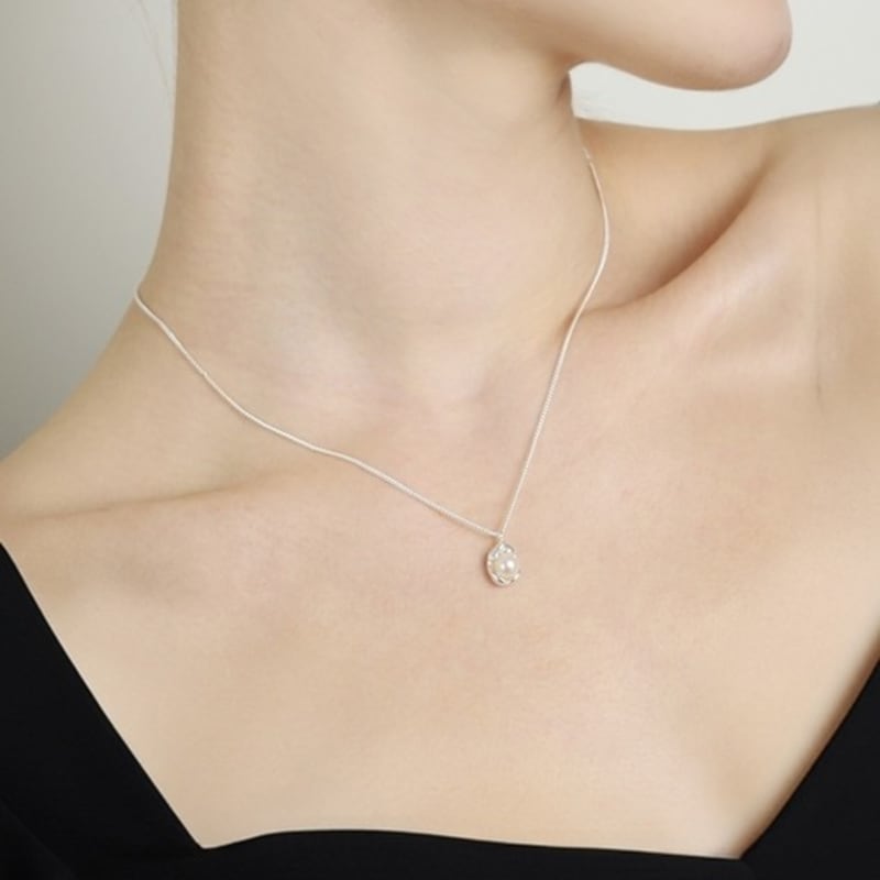 ozel Silver925 Fresh Water Pearl Shell Pendant Necklace PS166N