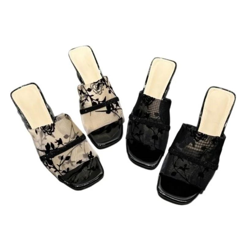 Fashion Women's Fashion Color Block Sexy Open Toe High Heel Sandals Summer PU  Outdoor Casual Party Dress Women's Slippers