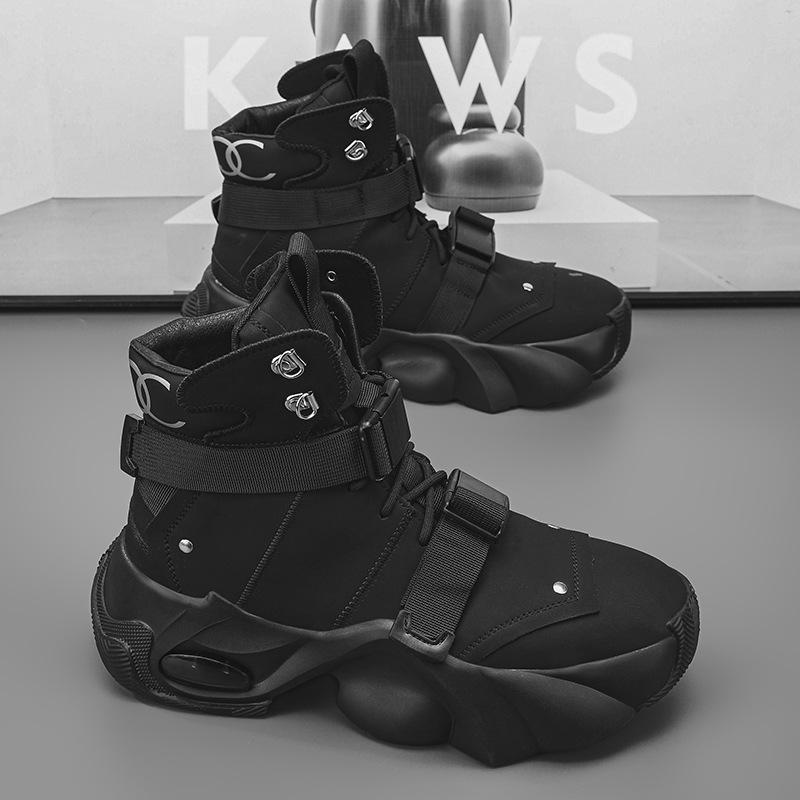 

Весна 2025 Новые мужские ботинки Толстая подошва Трендовые Универсальные Высокие кеды Повседневная обувь Противоскользящие Износостойкие Альпинистские ботинки 40 чёрный