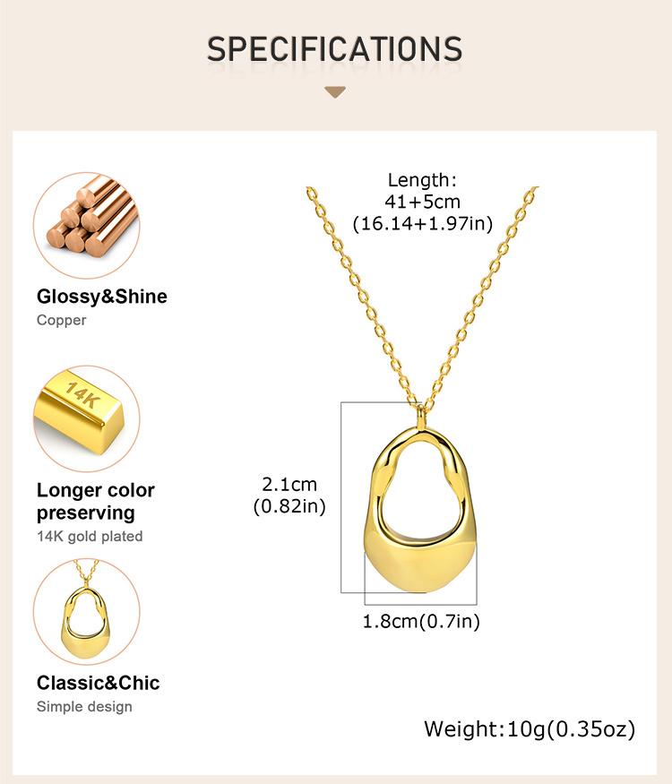 18K Gold Plated Pendant Necklace For Women, Hollow Irregular Statement Necklace Trendy Jewelry