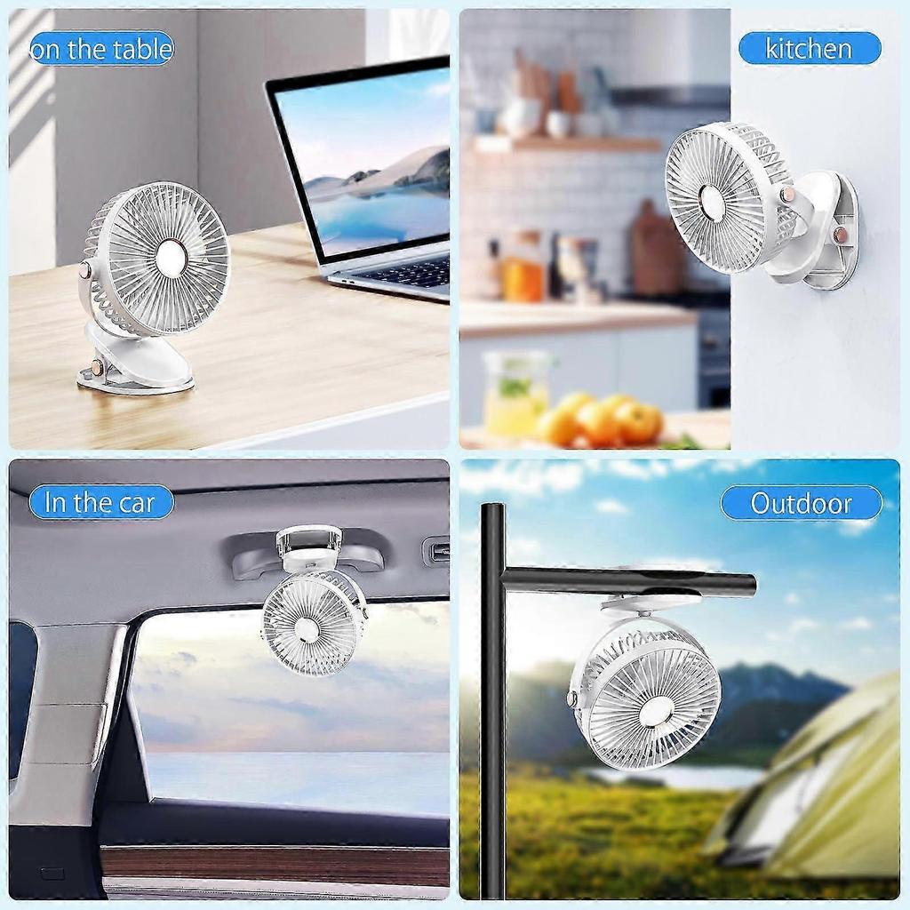 Portable USB Clip-On Fan with LED Lights, 360 Degree Rotate Personal Mini Cooling Fan for Home Office Stroller Camping