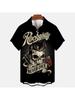 Shirts For Men Vintage Horror Skull Rocker 3d Print Gothic Rockabilly Hawaiian Shirt Short Sleeve Top