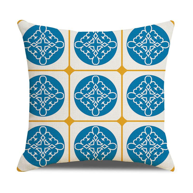 Nordic Yellow Ethnic Style Geometric Linen Cotton Linen Cushion Cover Sofa Car Interior Decoration Bedside Backrest Pillow Ins
