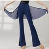 Pantalon de Danse Moderne Femme Long Micro-Évasé Pantalon Latin Jupe Wrap en Maille Costume de Pratique Classique Vêtement de Danse en Ligne de Scène Féminin