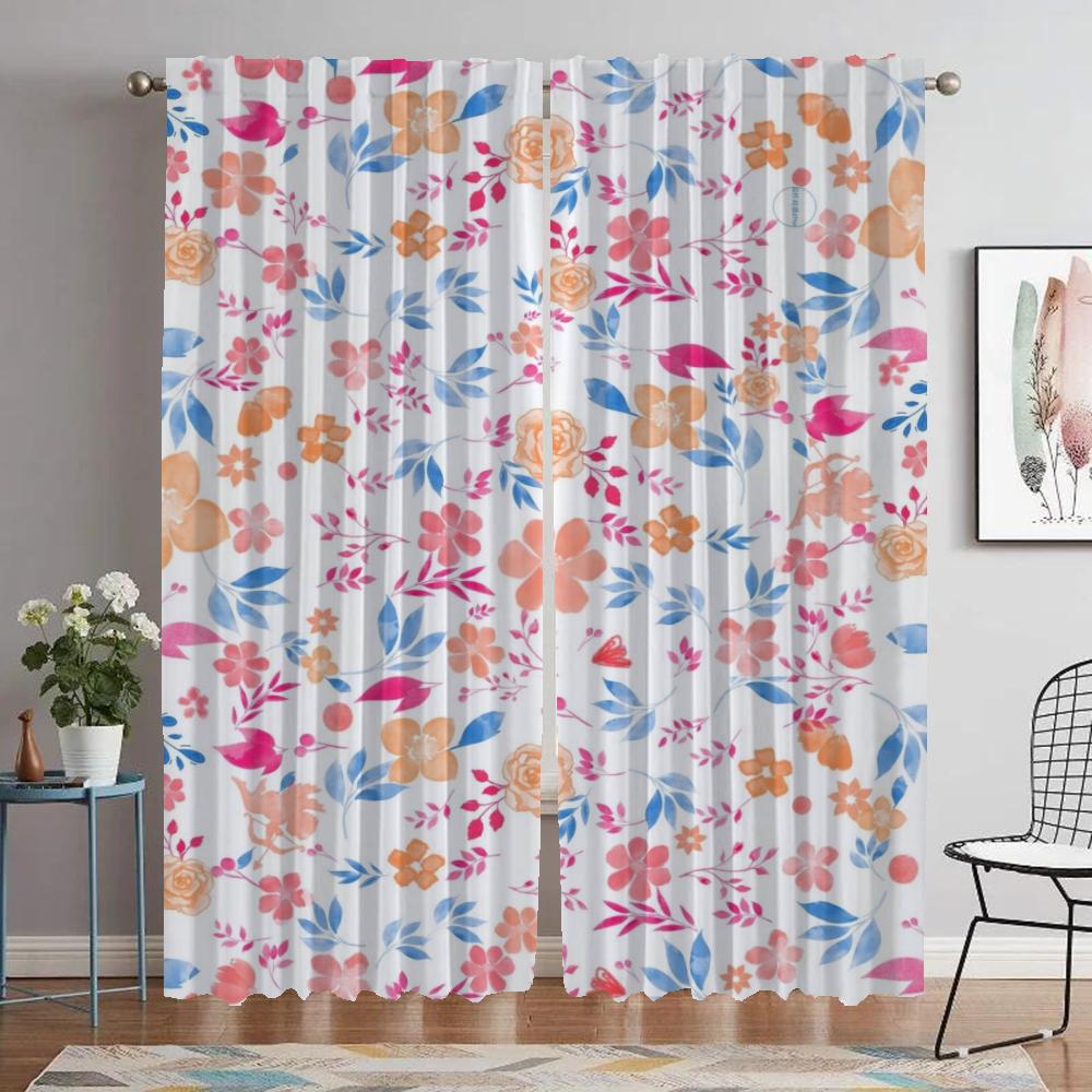 

Цветочные шторы для детской комнаты, затемняющие шторы для комнаты, 2-панельные шторы для домашнего интерьера, украшения на Хэллоуин, перегородки, шторы для гостиной W60xH90cmx2pcs-CL