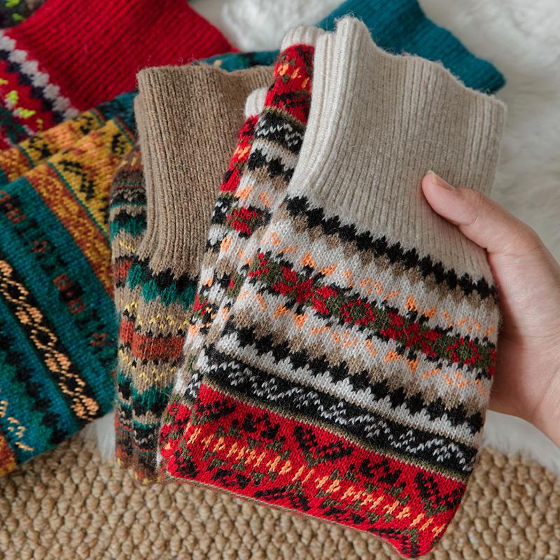 Fluorescencyjne Kamuflażowe Czeskie Wełniane Podkolanówki dla Kobiet