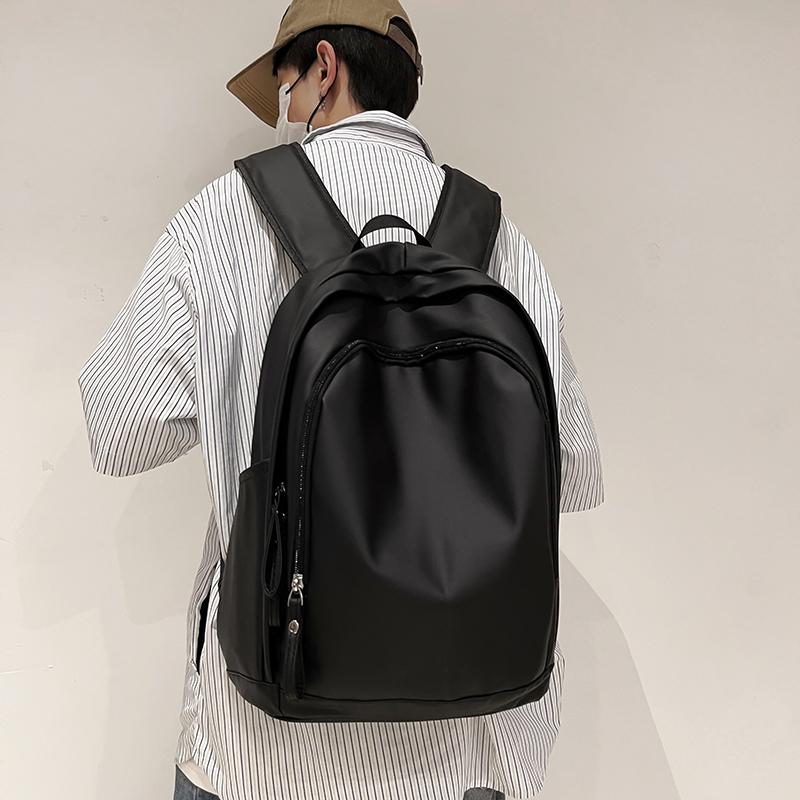 Soft Leather Schoolbag Solid Color Student Backpack Women's Large Capacity Backpack Men Computer Travel Backpack