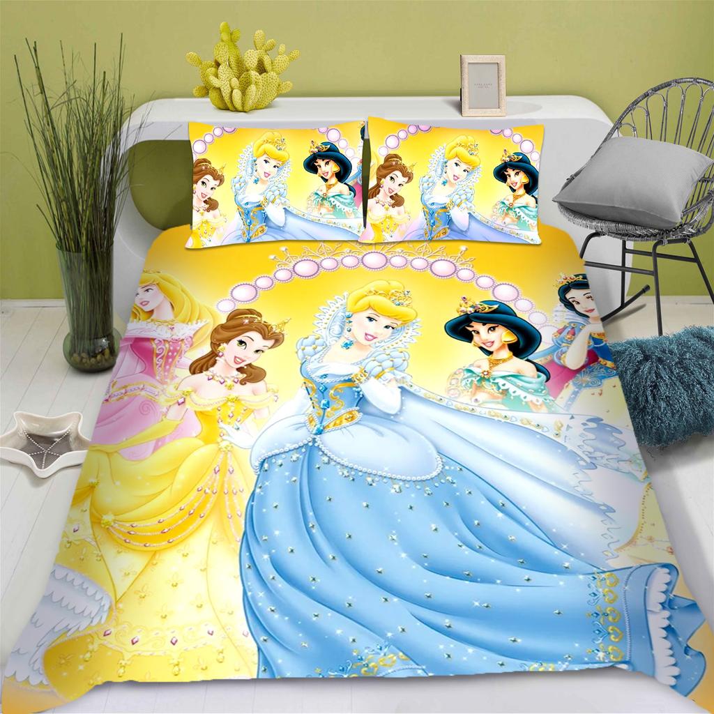 Princess Series Duvet Cover Set Printed Bedding 3d Children'S Bedding Set Cute Printed Cartoon Quilt Cover Anime Home