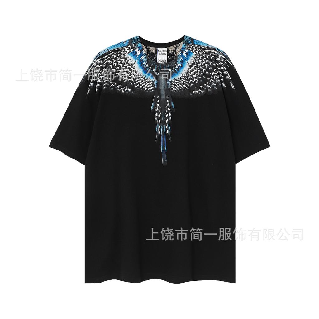Summer Men's and Women's Same Fashion Trend T-shirt Personalized Trend Wing Printing Comfortable and Simple