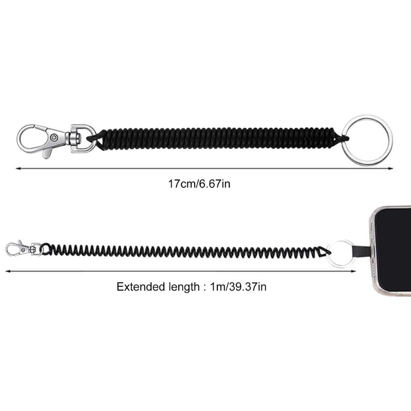 Stretchy Spirals Keyring, Retractable Keychains Coil Spring Keychains Nickelplate Key Hook Color Keychains for Backpacks