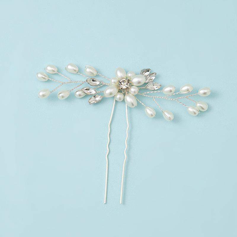 Handmade Imitation Pearl Flower Hairpin for Bridal Updo and Wedding Dress Accessory