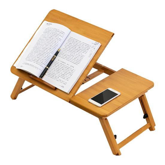 

Стол над кроватью с 4 углами наклона, гладкий край, прочный, несущий, регулируемый по высоте, складной бамбуковый портативный складной стол M