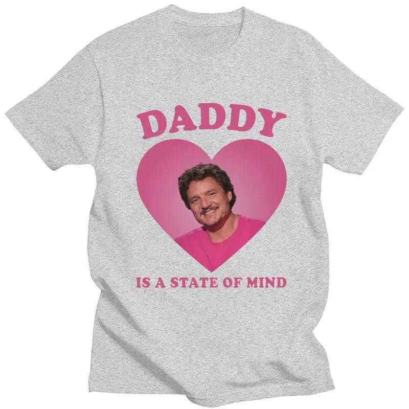 

Pedro Pascal T Shirt Daddy Is A State of Mind Print Short Sleeve Aesthetic T-shirts Casual Oversized Cotton Street Tops S сірий