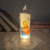 1/4Pcs LED Prayer Flameless Candle Holy Family Jesus Joseph Virgin Mary Battery Operated Devotional Prayer Candle Religious Decoration Christian Gift