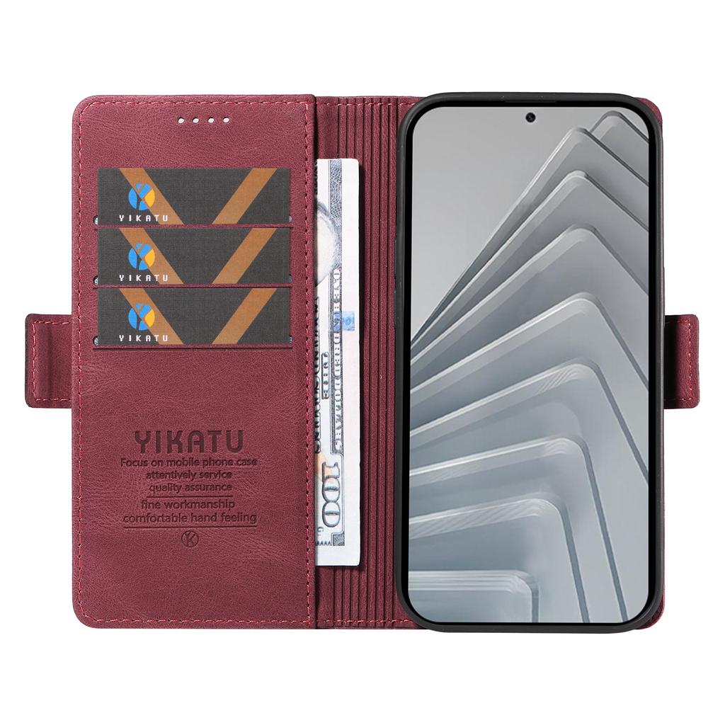 For Xiaomi Redmi Note 14 4G (164.84mm) Leather Case YIKATU YK-005 Skin-Touch Feeling Wallet Phone Cover