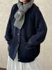 Johnature Cardigan Lento Vintage a Maglia Grossa Stile Francese Maglione Donna Autunno Inverno Bottone a Leva Casual Versatile Giacche