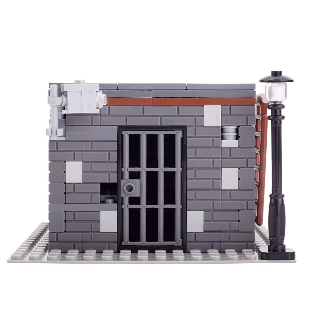 MOC Mini City Soldiers Prison Thief Figures Police Officer Building Blocks Model Street Lamp Monitor Parts Brick Toy For Kids