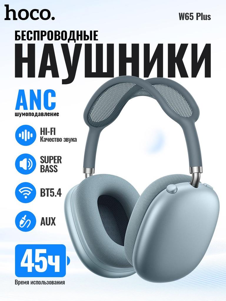 Hoco W65 Plus Kablosuz Kulaklık: Bluetooth 5.4, ANC Gürültü Engelleme, 45 Saat Çalma Süresi, Manyetik Kulaklıklar ve Nefes Alabilen Kafa Bandı