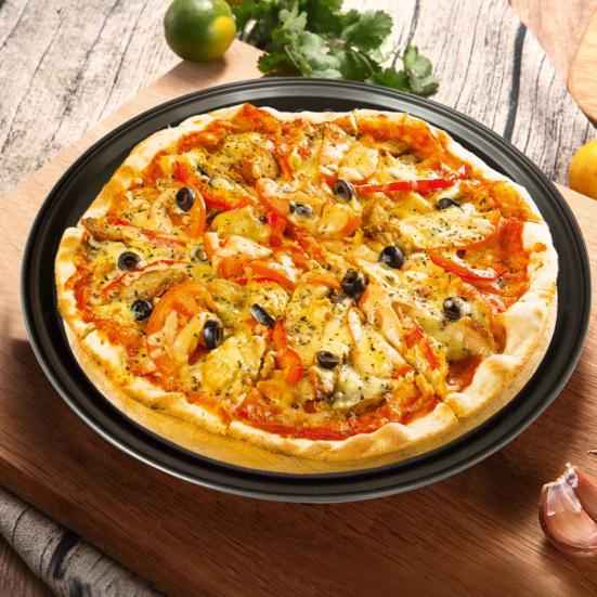 28/32 cm Stahl Antihaft-Pizza-Backform Platte mit Loch Backgeschirr Backwerkzeug Verkauf Waren