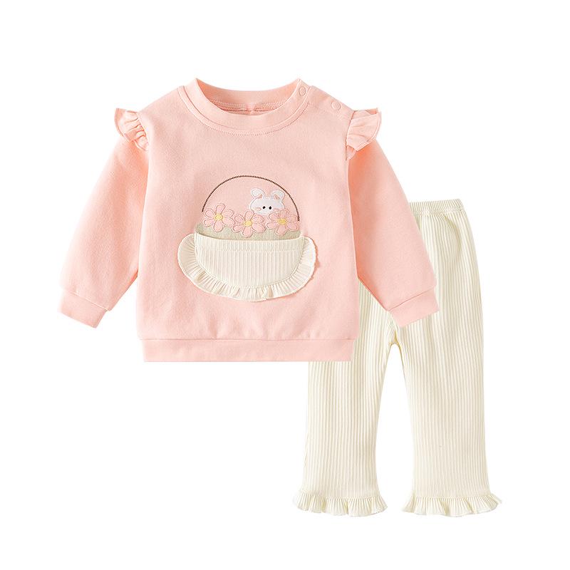 

Мультяшный милый девичий комплект на весну/осень: толстовка с длинным рукавом и брюки 100 cm