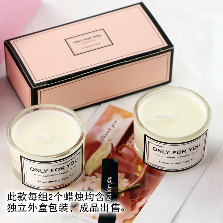 2pcs/box Soy Wax Scented Candle - Romantic Aromatherapy Candle Glass smokeless Eco-friendly Candle 5*3cm Gift Set