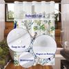No Hook  Floral Pattern Shower Curtain With Snap-in Fabric Liner, Sheer Top Window, Waterproof Double Layer Bathtub Curtain