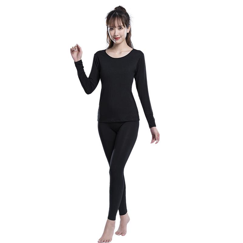 Women's Modal Body Shaping Autumn Knitwear Set: Warm Long Sleeve Top & Pants