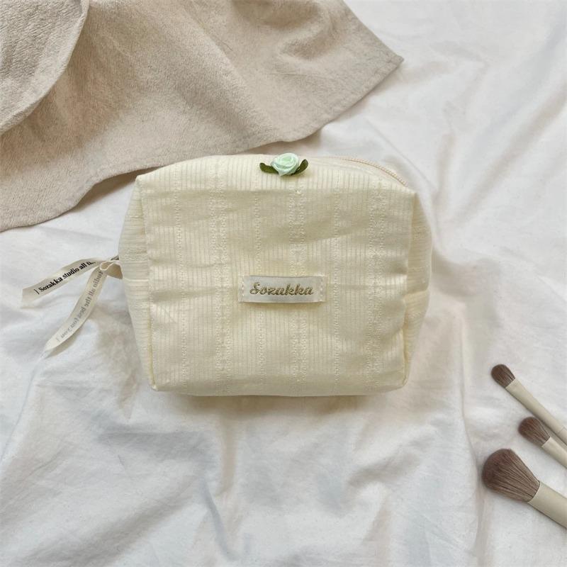 Cute Cosmetic Bag Yellow Pink White Makeup Pouch Portable Travel Toiletry Cosmetic Organizer Storage Bag for Women