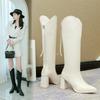 But knee boots women's small high heels autumn women's shoes retro pointed thick heel thin tall knight boots