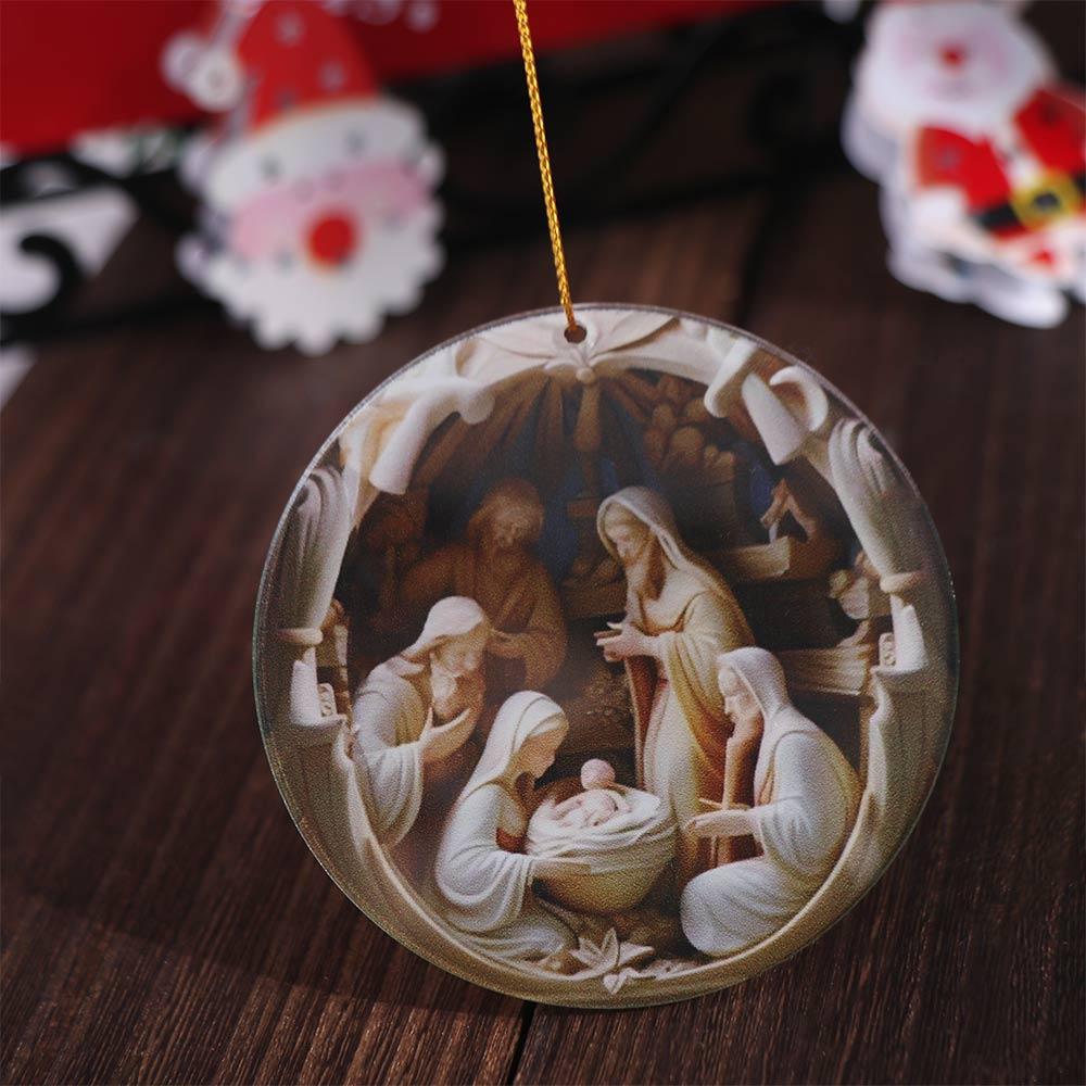 3d Effect Acrylic Flat Ornaments Acrylic Xmas Tree Pendants Funny Jesus Hanging Ornament  Home