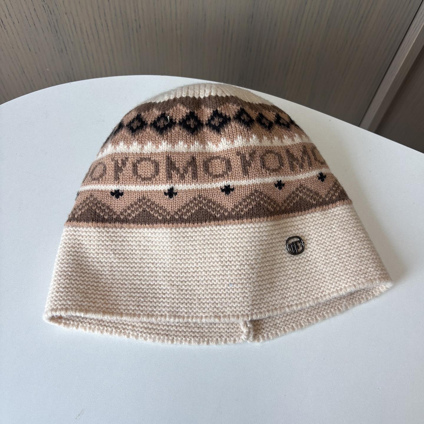 Fair Island Vintage Jacquard Knitted Hat Ladies Cold Warm Ear Protector Head Wool Hat One size