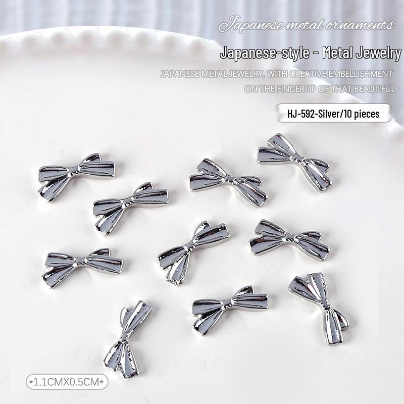 

Золотые и серебряные металлические аксессуары для нейл-арта в виде бабочки и галстука-бабочки - 3D японский дизайн, 10 штук