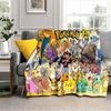 2025 New Cute Pikachu Pokemon Cartoon Gift Soft Plush Blanket,Flannel Throw Blanket for Living Room Bedroom Bed Sofa Cover Kids