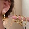 Gold French Simple Round Plain Ring Earrings Light Luxury Earrings Hong Kong Style Earrings