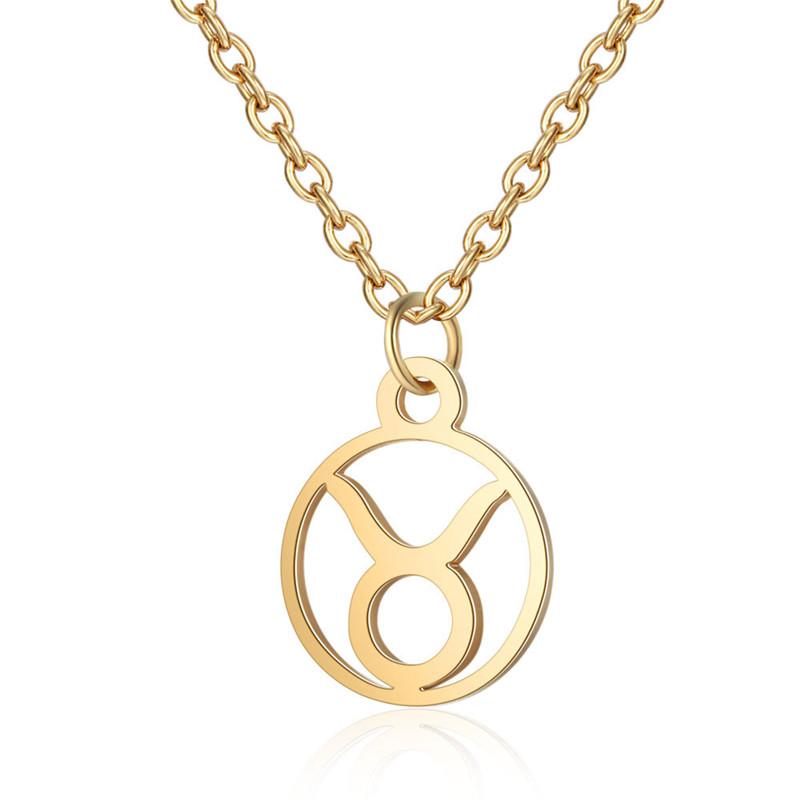 Simple Round 12 Zodiac Sign Necklaces for Men Women Classic Virgo Leo Libra Scorpio Sagittarius Pendant Necklace Birthday Gift