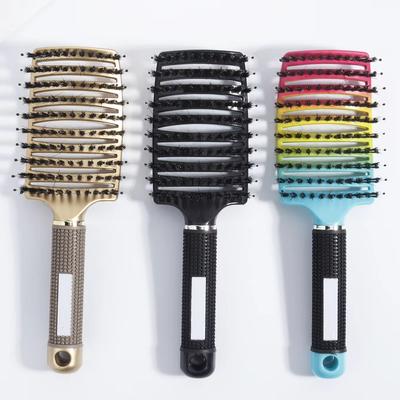Brosse Démêlante Poils&Nylon Femmes Peigne Massage Humide Cheveux Bouclés Salon de Coiffure Outils de Coiffage Spécial pour Perruques Cheveux Naturels