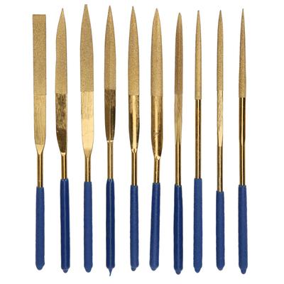 Set da 10 Pezzi Kit Mini Lime ad Ago Diamantate Placcate in Titanio 4x160mm per Lavorazione Acciaio Ceramica Vetro