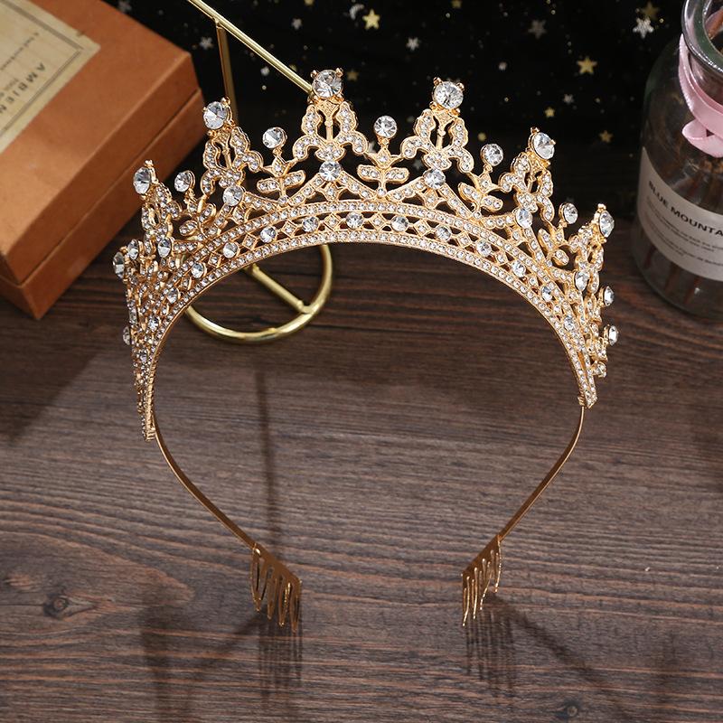 Brudkrona Huvudbonad Strass Pannband Födelsedag Krona Fest Håraccessoarer Bröllop Uppsatt hårbåge kam