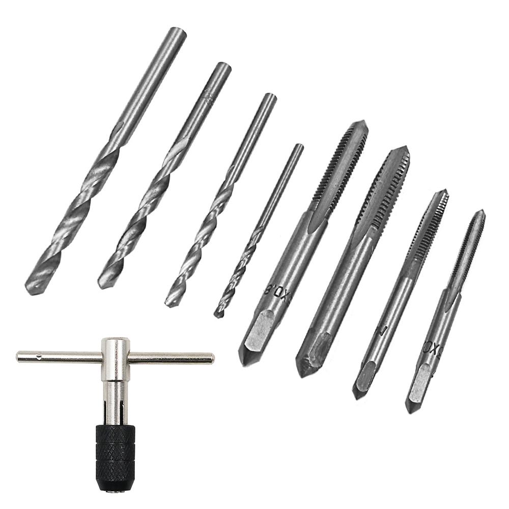 Ratchet Tap Wrench Handle Set, Metric Thread Tap & Drill Combination Kit for Manual Threading Work