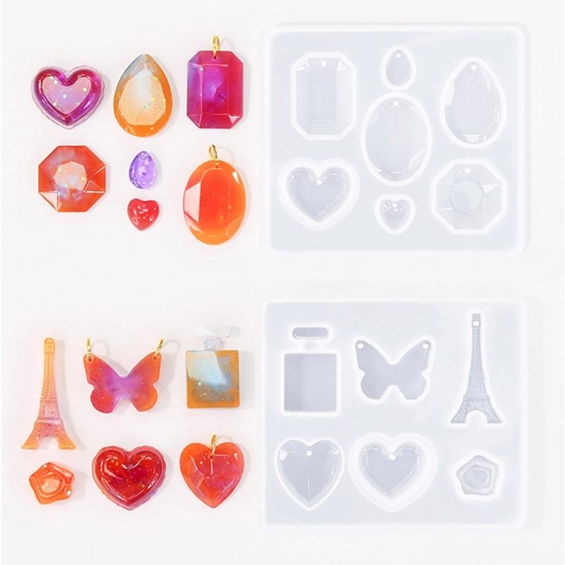 Set de 5 bucăți de matriță pentru cercei din silicon, matriță flexibilă pentru pandantiv cu diamante în formă de turn, pentru studiouri de bijuterii și artizanat acasă