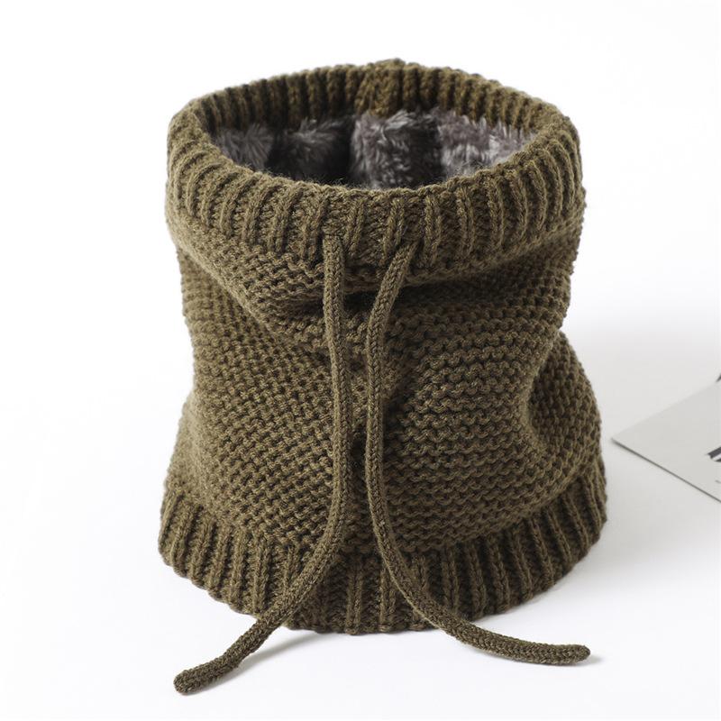 Unisex Autumn Winter  Knitted Ring Neck Cover Scarf Children Thickened Fleecing Drawstring Neckerchief Women Men Decoration