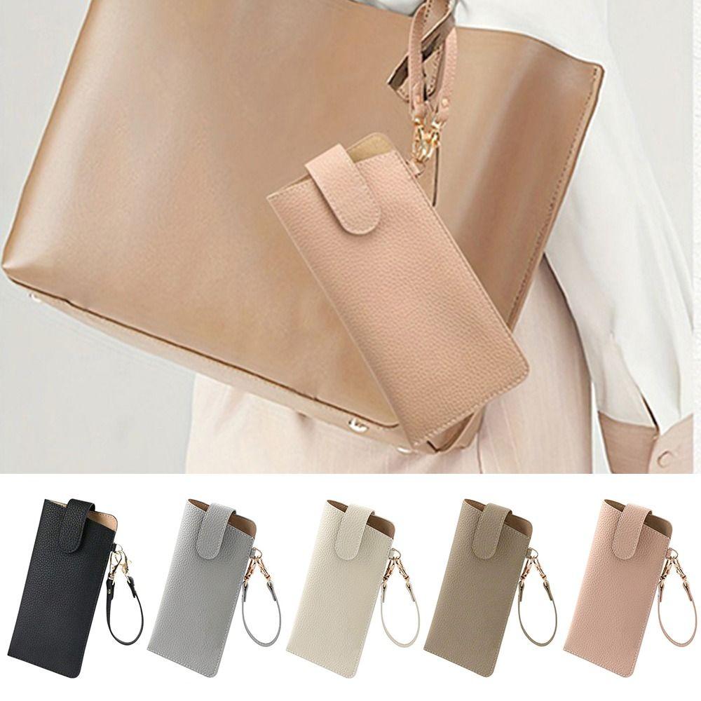 

PU Leather Sunglasses Storage Bag Solid Color Hanging Sunglasses Eyewear Accessories чорний