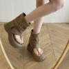 Mezzanine Sandals Women's Summer New 2025 Suede Niche Design Thick-soled Cool Boots Retro Versatile Women's Shoes
