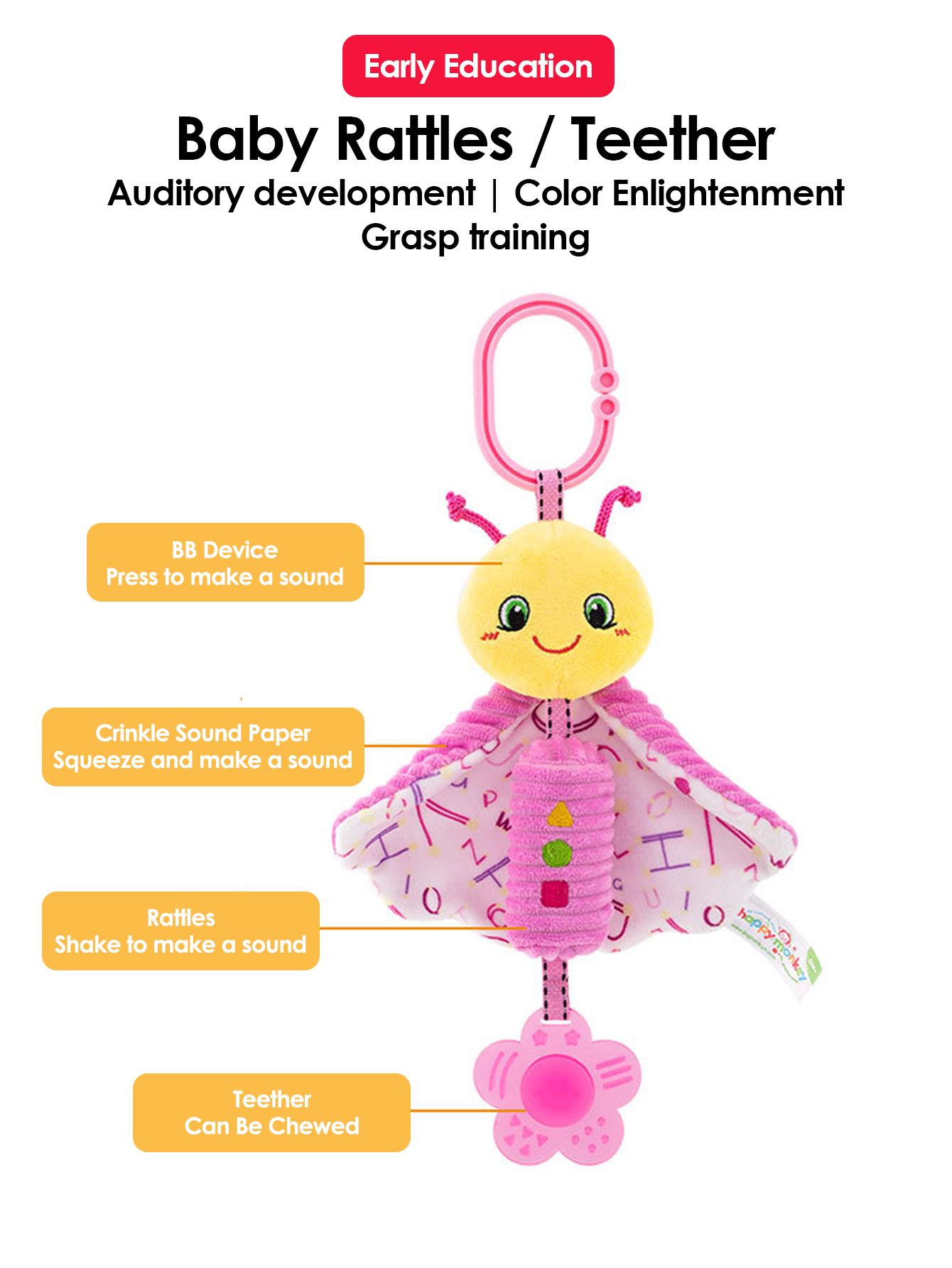 

Gentle Infant Crib Bed Stroller Mobile Hanging Rattle Infant Instructive Playthings Brain Developmental Hand Grip Adorable Stuffed Animal Playthings -A11074
